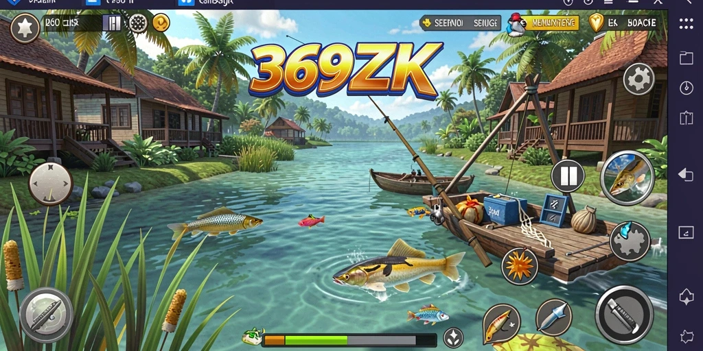 Screenshot menampilkan aksi memancing yang seru dalam 369ZK.