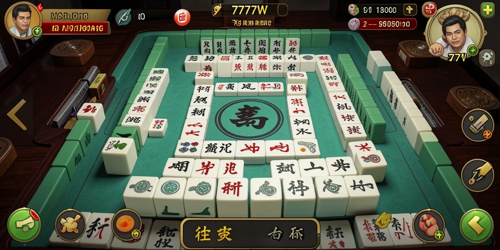 Screenshot 7777W menampilkan gameplay Mahjong yang menantang dan menarik.