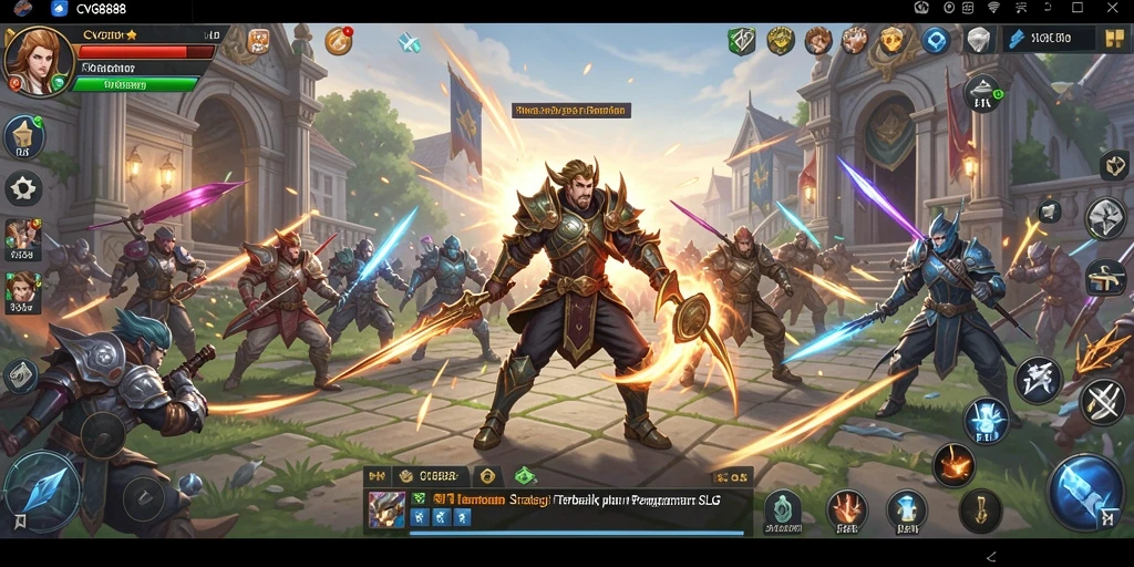 Tampilan gameplay seru dari CVG8888 yang menampilkan strategi dan pertempuran.