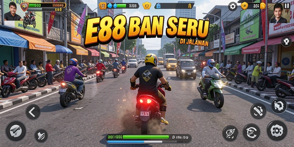 Gameplay balapan yang mendebarkan di E88 dengan mobil yang beraksi.