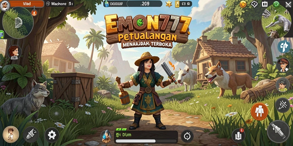 Screenshot menampilkan petualangan seru dalam dunia terbuka EMON777.