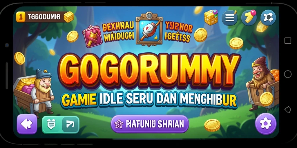 Tampilan gameplay seru GOGORUMMY dalam gaya Idle yang menarik.