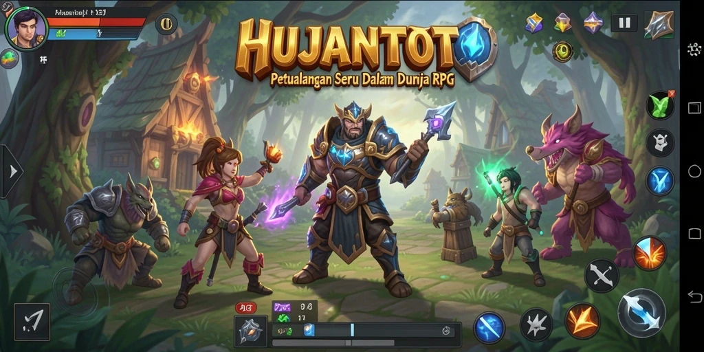 Screenshot menunjukkan gameplay intens dan karakter aksi dalam HUJANTOTO.