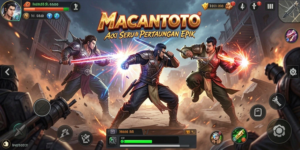 Tampilan gameplay seru dalam MACANTOTO dengan aksi pertarungan yang mendebarkan.