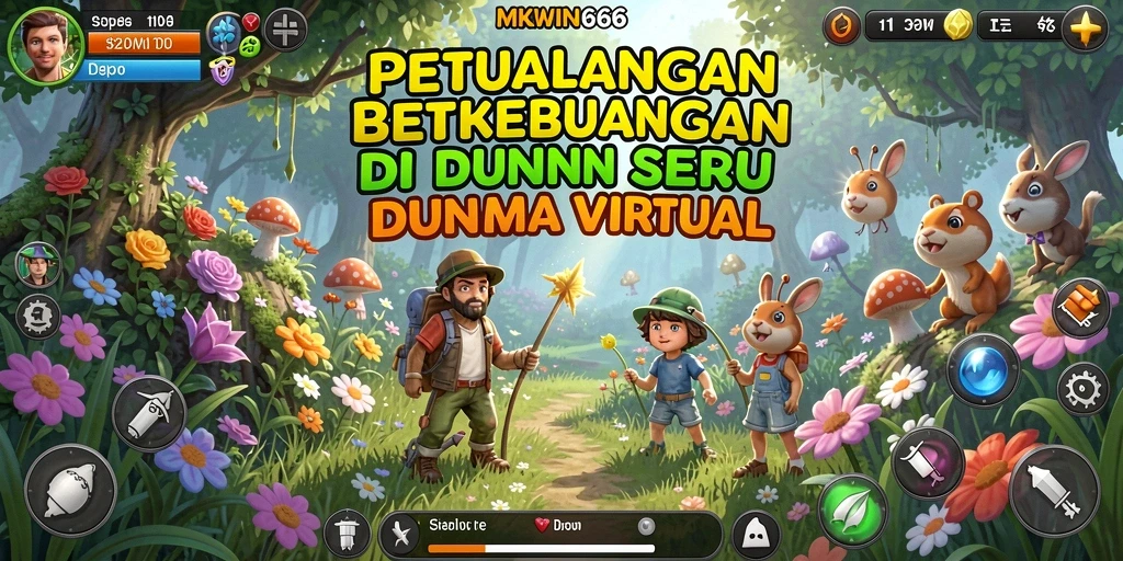 Screenshot gameplay MKWIN666 menampilkan ladang hijau subur dan aktivitas bertani.