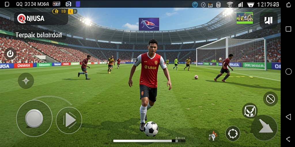 Gameplay seru QQNUSA dengan aksi sepak bola nyata.
