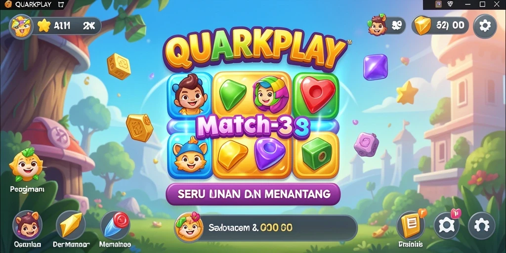 Tampilan menarik dari gameplay Match-3 QUARKPLAY yang mengasyikkan.