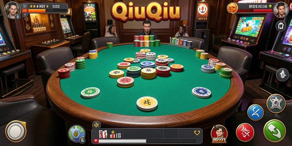 Screenshot menunjukkan gameplay seru dalam permainan QiuQiu.
